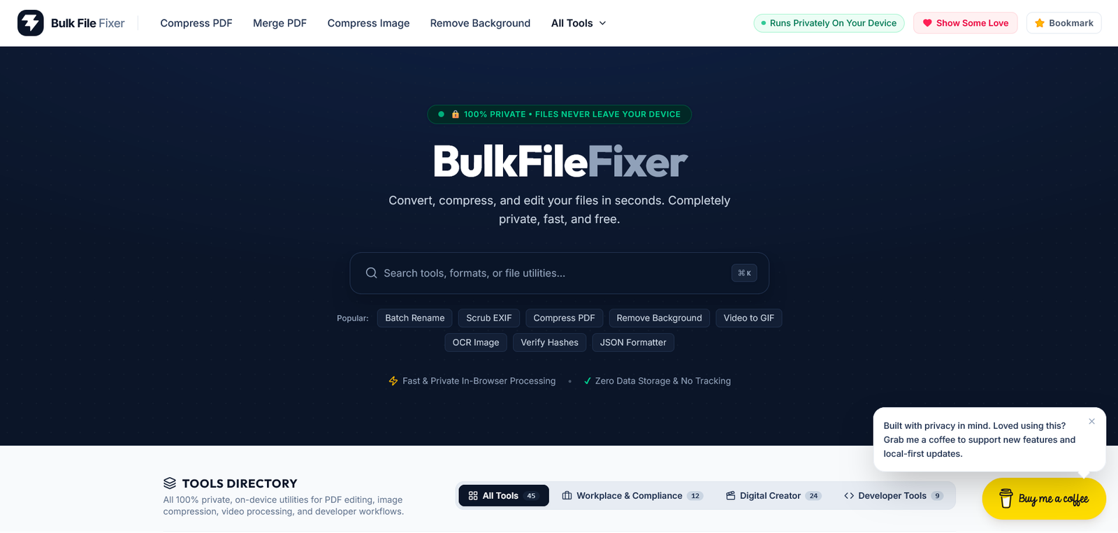 BulkFileFixer - 100% Private, Zero-Upload Client-Side File Utilities